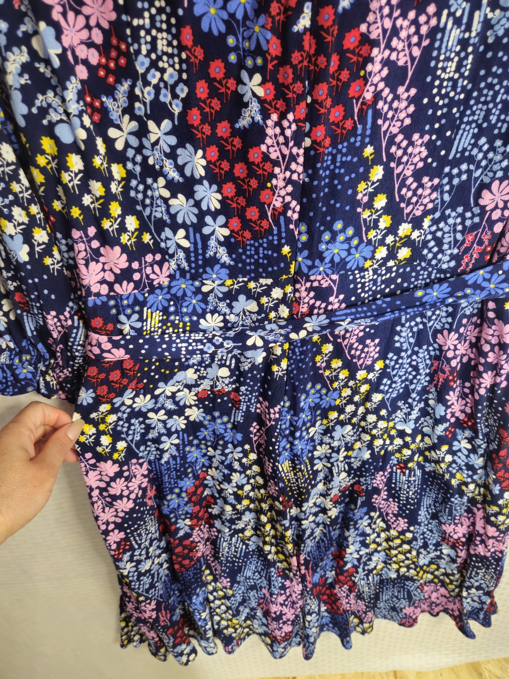 Talbots Navy Floral Button-Front Midi Dress Size 12p - Picture 8 of 13